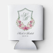 ピンクの花の紋章の結婚式用クーラー 缶クーラー (裏面)