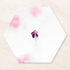 ピンクの花の紙コースター ペーパーコースター