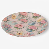 ピンクの花の紙プレート ペーパープレート (アングル)