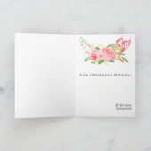 ピンクの花の素敵な感傷的な蝶の誕生日 カード (内部)