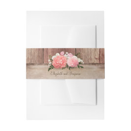 ピンクの花の素朴なバーラップおよび納屋木国 招待状ベリーバンド