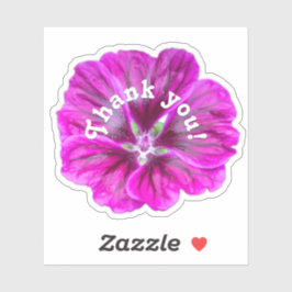 ピンクの花の紫色の花のステッカーありがとう シール