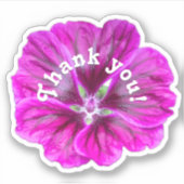 ピンクの花の紫色の花のステッカーありがとう シール (正面)