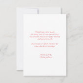 ピンクの花の結婚前お礼会 サンキューカード (裏面)