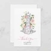 ピンクの花の結婚前お礼会 サンキューカード (正面/裏面)