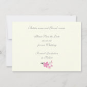 ピンクの花の結婚式のブランチ日付を保存 セーブザデート (裏面)