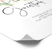 ピンクの花の結婚式の写真ゲストブックサイン ポスター (角)