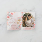 ピンクの花の結婚式の折りたたみ式招待状 招待状 (内部)