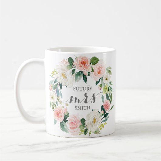 ピンクの花の結婚式の計画夫人コーヒー・マグ コーヒーマグカップ (左)