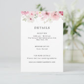 ピンクの花の結婚式の詳細 エンクロージャーカード (スタンド正面)