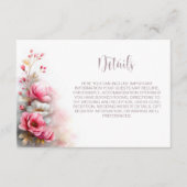 ピンクの花の結婚式の詳細 エンクロージャーカード (正面)