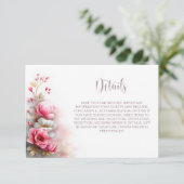 ピンクの花の結婚式の詳細 エンクロージャーカード (スタンド正面)