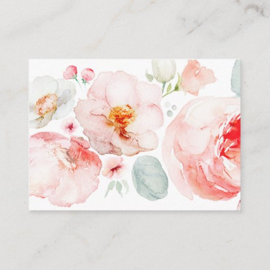 ピンクの花の結婚式ウェブサイト同封カード エンクロージャーカード (裏面)