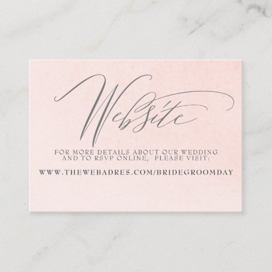ピンクの花の結婚式ウェブサイト同封カード エンクロージャーカード (正面)
