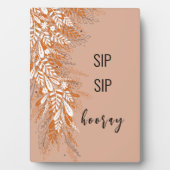 ピンクの花の結婚式バー卓上サイン プレート フォトプラーク (正面)