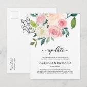 ピンクの花の結婚式延期のお知らせ ポストカード (正面/裏面)