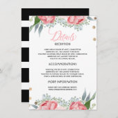 ピンクの花の結婚式情報ゲストカード エンクロージャーカード (正面/裏面)