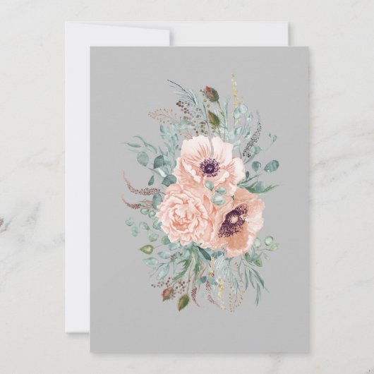 ピンクの花の結婚式招待状 招待状 (裏面)