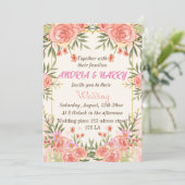 ピンクの花の結婚式招待状 招待 招待状 (スタンド正面)