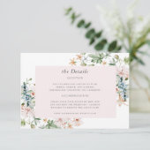 ピンクの花の結婚式詳細同封カード エンクロージャーカード (スタンド正面)
