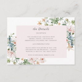 ピンクの花の結婚式詳細同封カード エンクロージャーカード