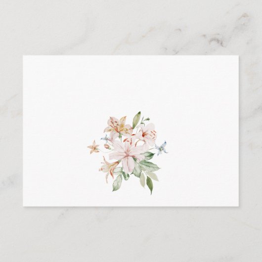 ピンクの花の結婚式詳細案内カード エンクロージャーカード (裏面)