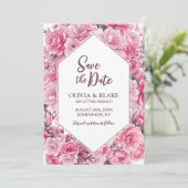 ピンクの花の結婚式 セーブザデート (スタンド正面)