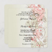 ピンクの花の結婚式 招待状 (正面/裏面)