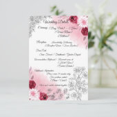 ピンクの花の結婚式 詳細カード | エレガント エンクロージャーカード (スタンド正面)