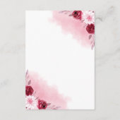 ピンクの花の結婚式 詳細カード | エレガント エンクロージャーカード (裏面)