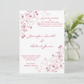 ピンクの花の絡まるウェディング・インビテーション 招待状 (スタンド正面)
