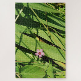 ピンクの花の緑の植物写真グラフィック ジグソーパズル