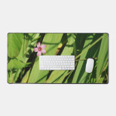 ピンクの花の緑の植物写真グラフィック デスクマット (キーボード&マウス)