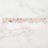 ピンクの花の緑リトルカボチャ ペットボトルラベル (シングルラベル)