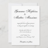 ピンクの花の緑結婚の花 招待状 (裏面)