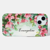 ピンクの花の緑結婚の花 Case-Mate iPhoneケース (裏面 (横))