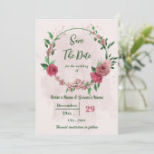 ピンクの花の緑葉の植物 セーブザデート (スタンド正面)