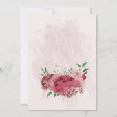 ピンクの花の緑葉の植物 セーブザデート (裏面)