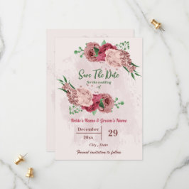 ピンクの花の緑葉の植物 セーブザデート