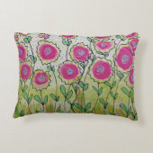 ピンクの花の緑離れの花 アクセントクッション (裏面)