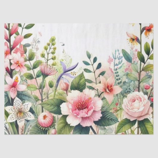 ピンクの花の緑離れの花 薄葉紙 (正面)