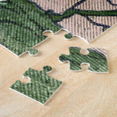 ピンクの花の緑 ジグソーパズル (側面)