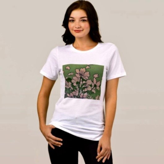 ピンクの花の緑 トライブレンドＴシャツ