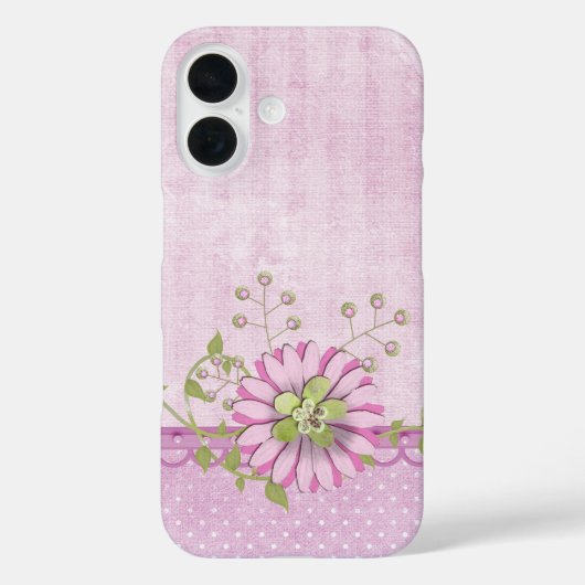 ピンクの花の縁取り Case-Mate iPhoneケース (裏面)