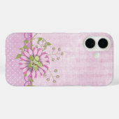 ピンクの花の縁取り Case-Mate iPhoneケース (裏面 (横))