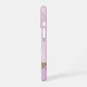 ピンクの花の縁取り iPhone 16ケース (左側面)