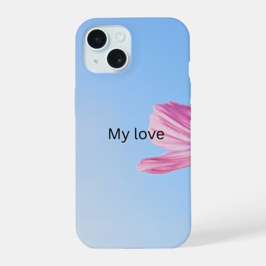 ピンクの花の美しいデザインのスマホケース iPhone 15ケース (裏面)