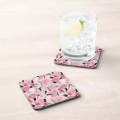ピンクの花の美容製品パターン コースター (右側)
