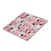 ピンクの花の美容製品パターン タイル (側面)