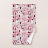 ピンクの花の美容製品パターン バスタオルセット (ハンドタオル)